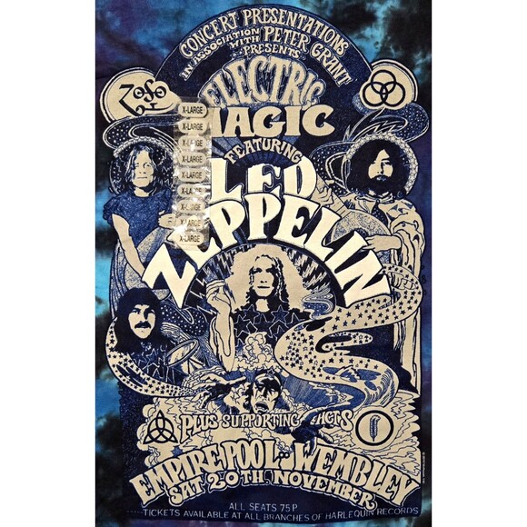 Liquid Blue Led Zeppelin Shirt Blue Tie Dye XL Electric Magic Pool Wembley 2012 - Picture 3 of 9